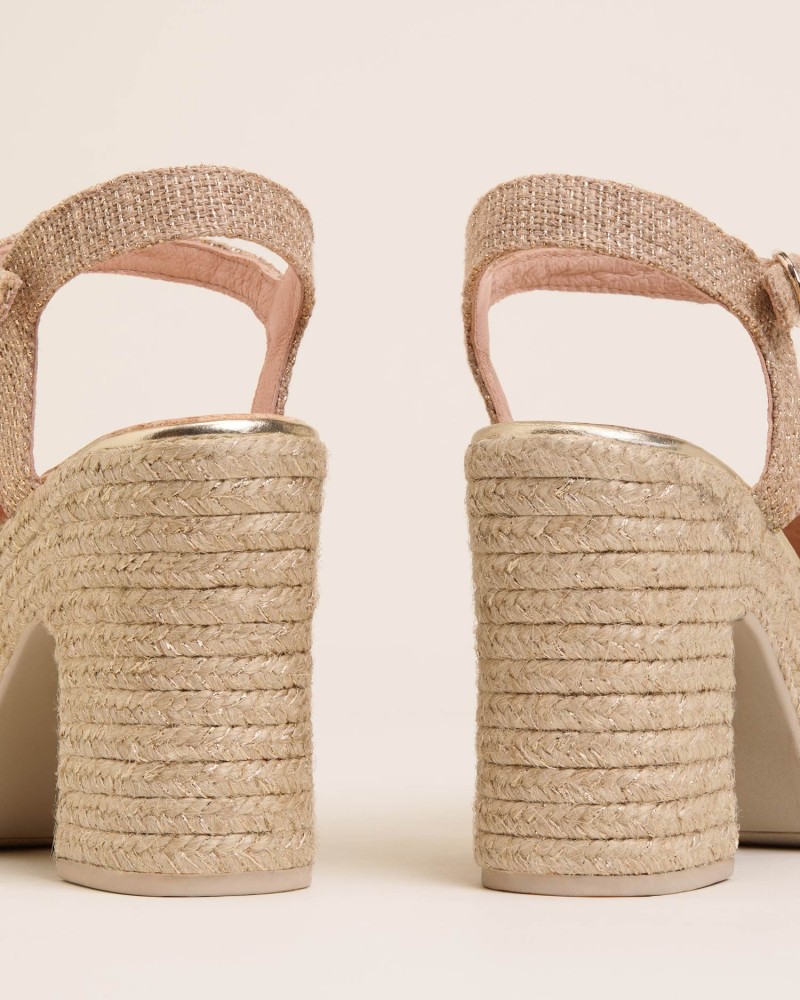 Sandalia de mujer lino con tacón Natural