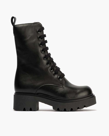 Bota alta Militar Pitillos de mujer en piel napa Negro