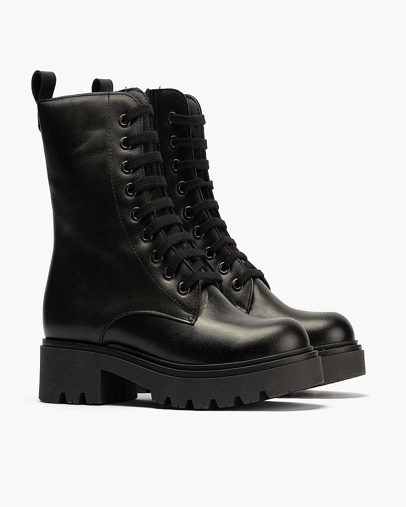 Bota alta Militar Pitillos de mujer en piel napa Negro