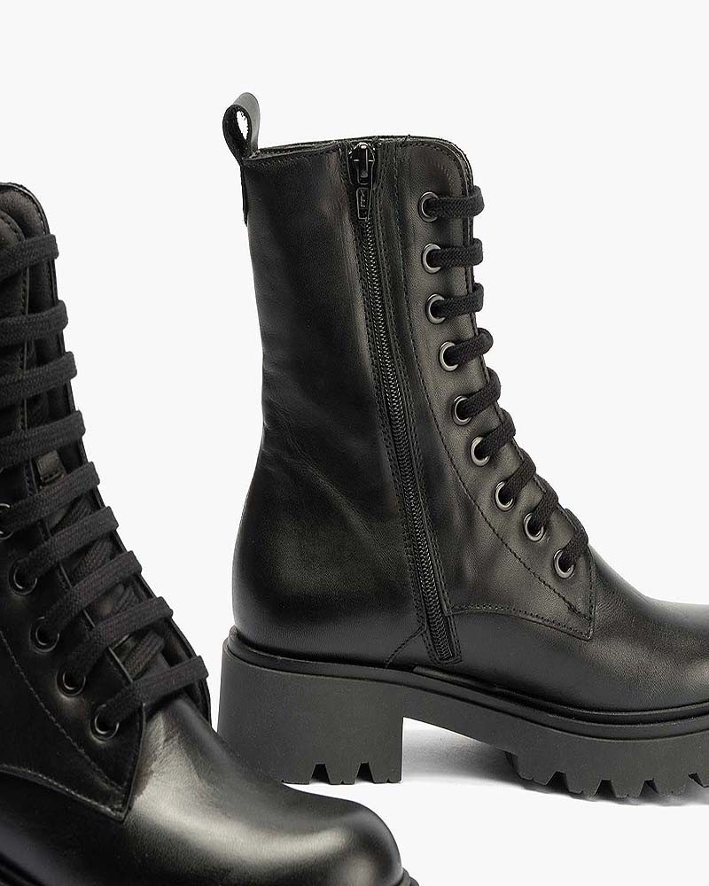 Bota alta Militar Pitillos de mujer en piel napa Negro