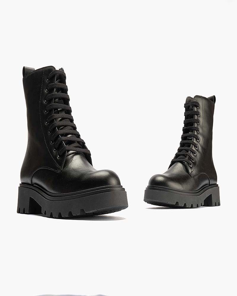 Bota alta Militar Pitillos de mujer en piel napa Negro