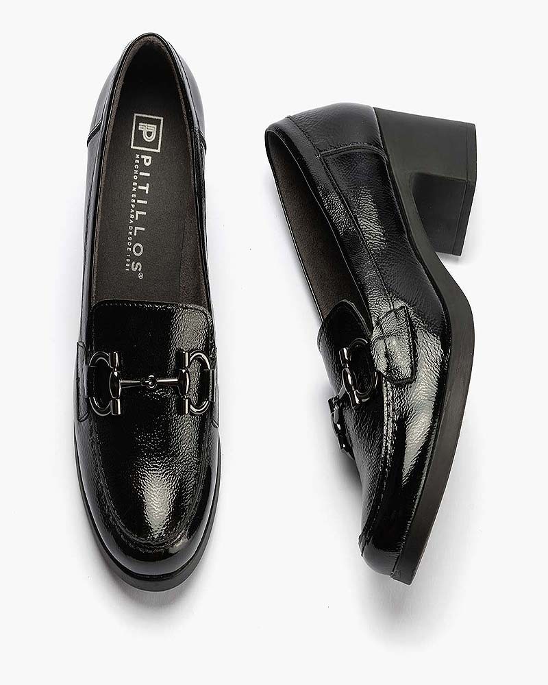 Mocasín Pitillos de mujer con tacón Negro