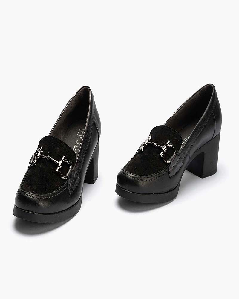 Mocasín Pitillos de mujer combinado Negro