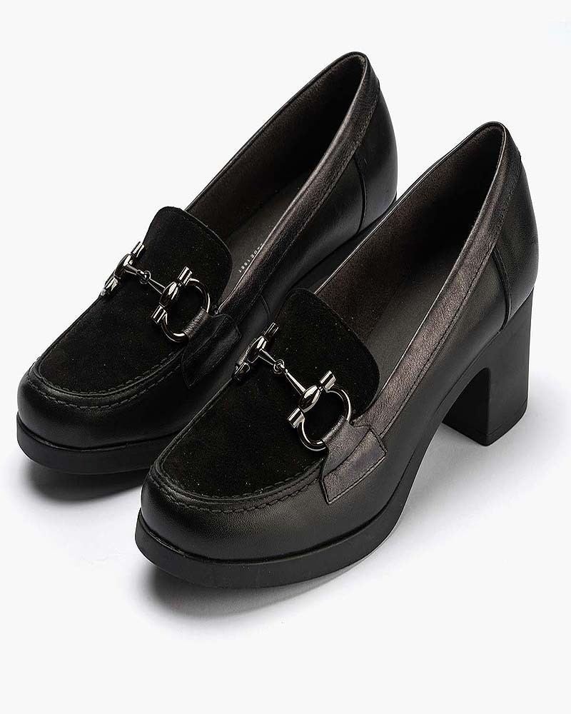 Mocasín Pitillos de mujer combinado Negro