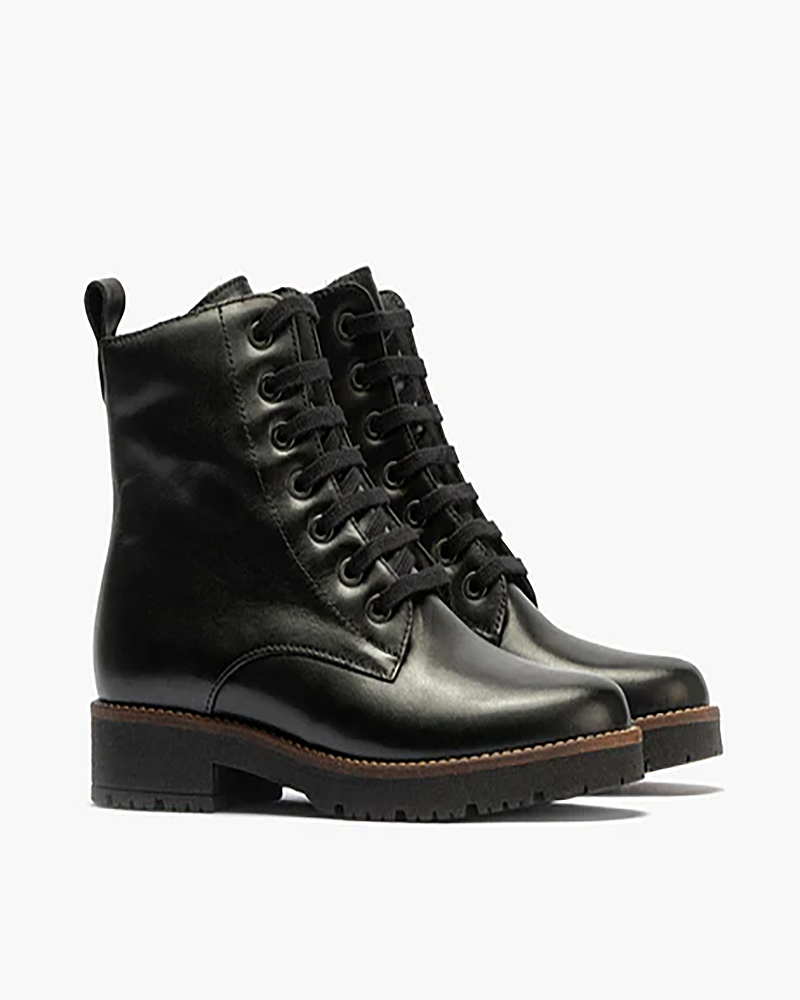 Bota militar Pitillos de mujer en piel napa Negro