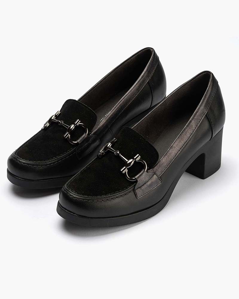 Mocasín Pitillos de mujer combinado Negro