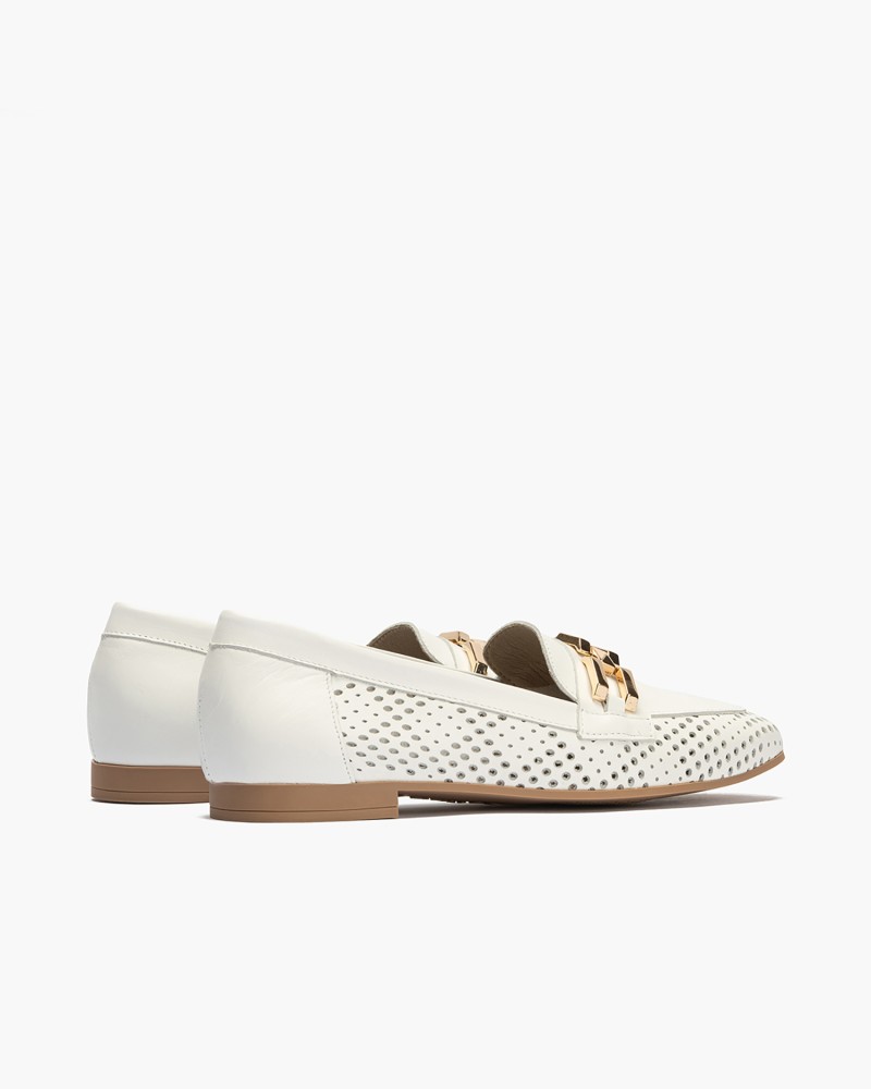 Mocasín Pitillos de mujer picado Blanco