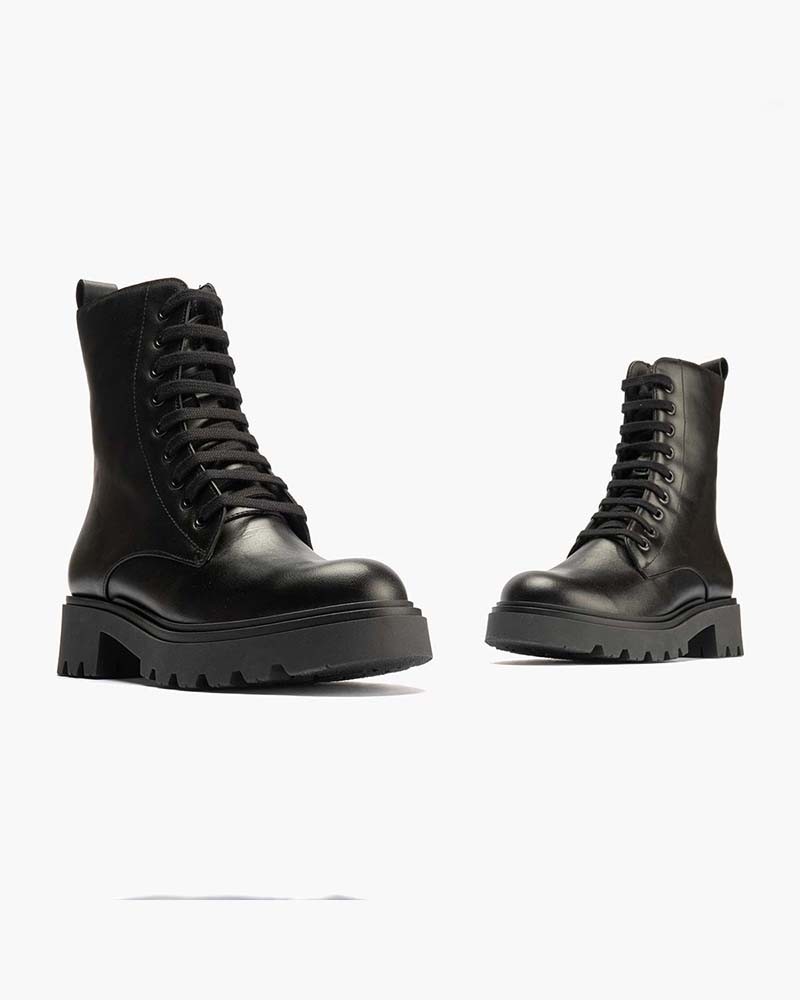 Bota alta Militar Pitillos de mujer en piel napa Negro