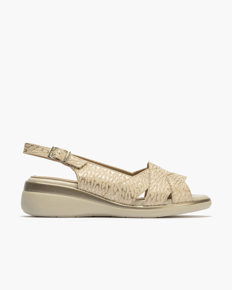 Comprar Sandalia classic Marca Pitillos de mujer con piezas Oro ◄