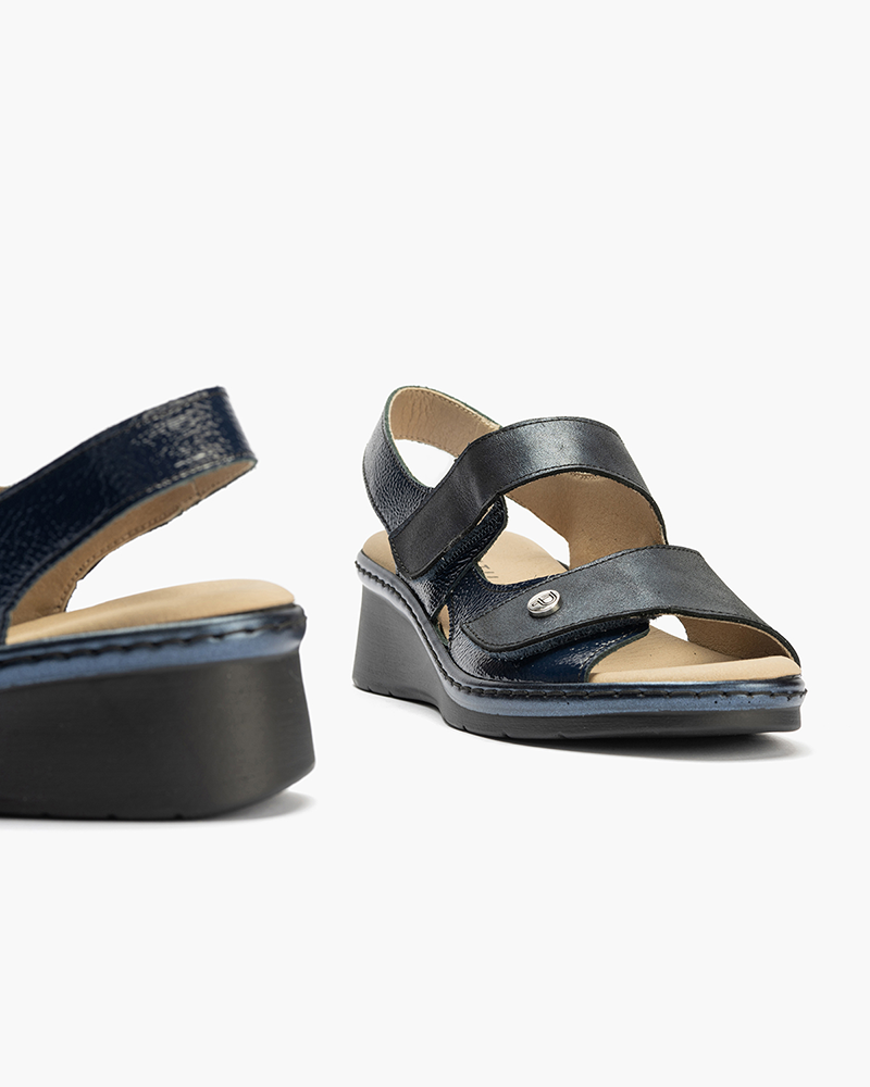 Sandalia confort Plus Pitillos de mujer con doble velcro Marino