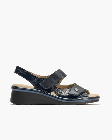 Sandalia confort Plus Pitillos de mujer con doble velcro Marino