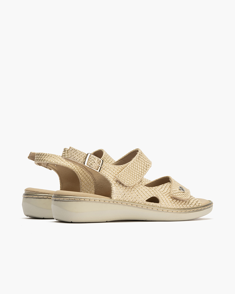 Sandalia confort Pitillos de mujer con doble velcro Oro