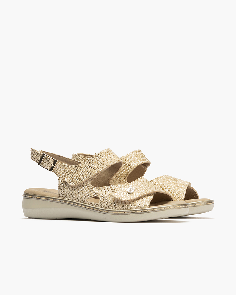 Sandalia confort Pitillos de mujer con doble velcro Oro