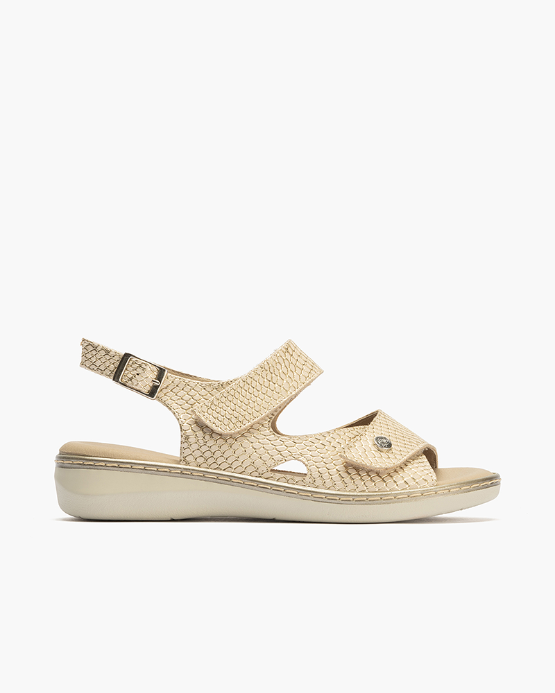 Sandalia confort Pitillos de mujer con doble velcro Oro