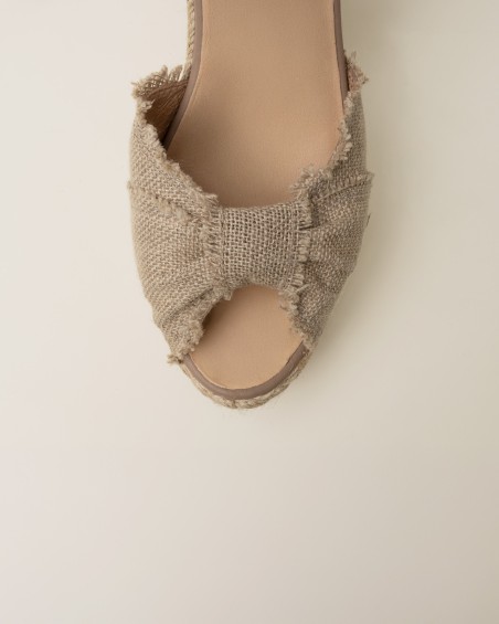 Sandalia Gaimo de mujer alta en lino Beige 2