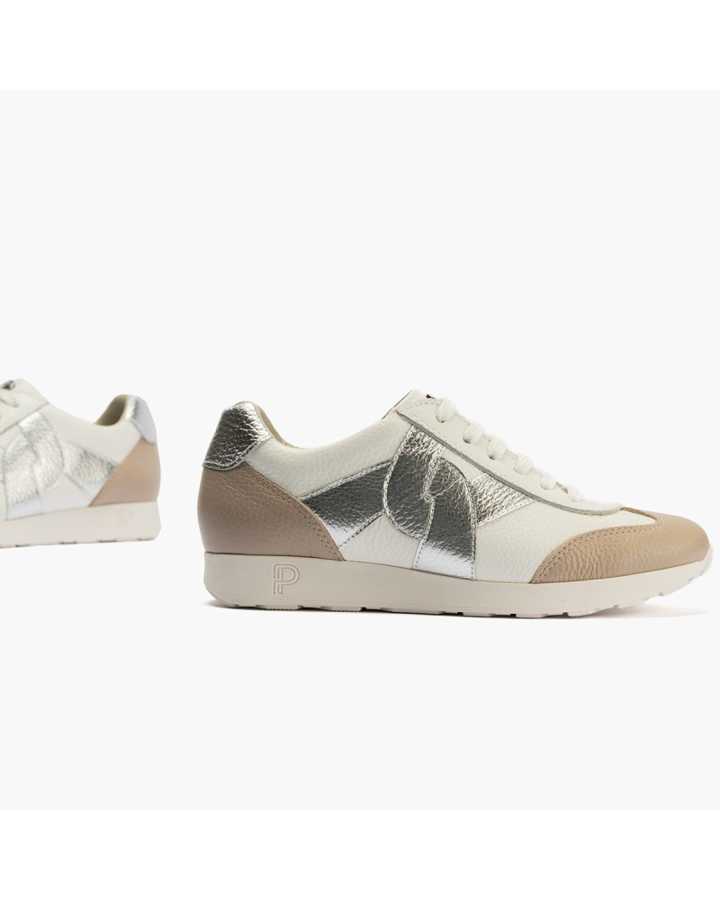 Deportivo bajo Pitillos de mujer combinado con cordón tradicional Blanco 4