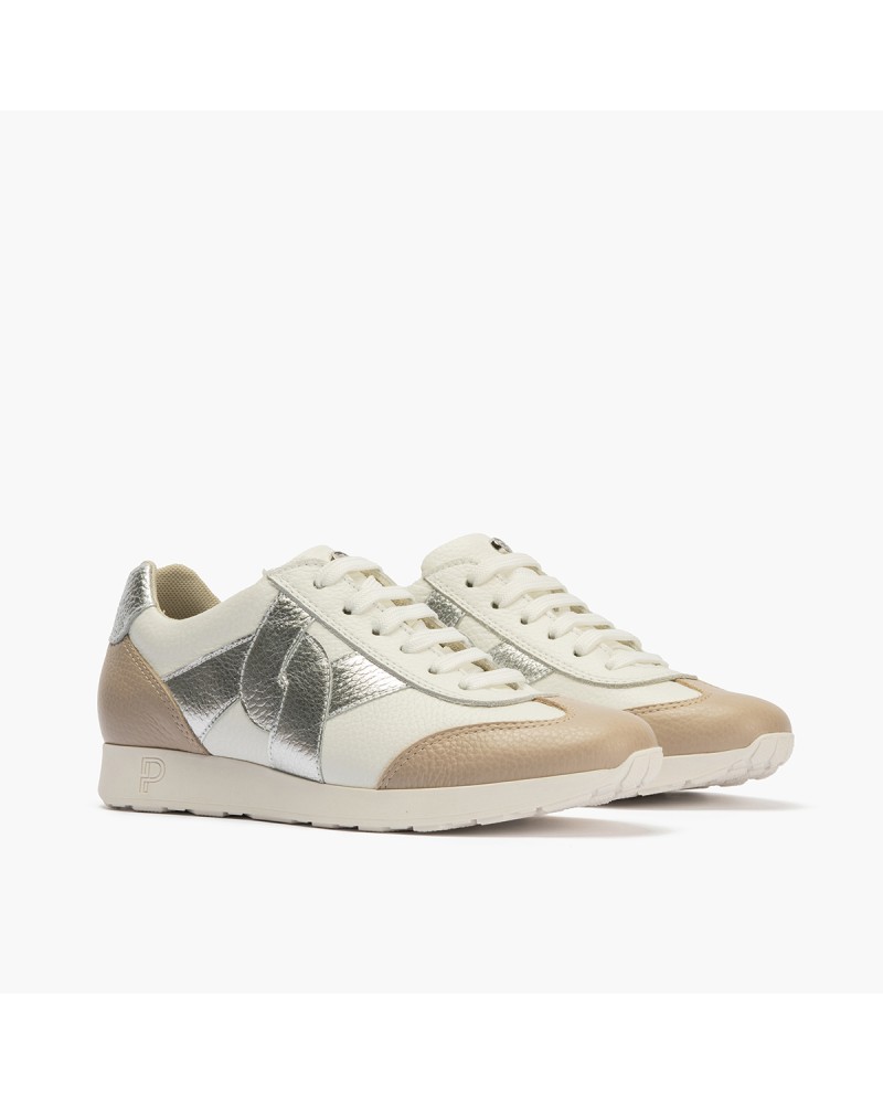 Deportivo bajo Pitillos de mujer combinado con cordón tradicional Blanco 3