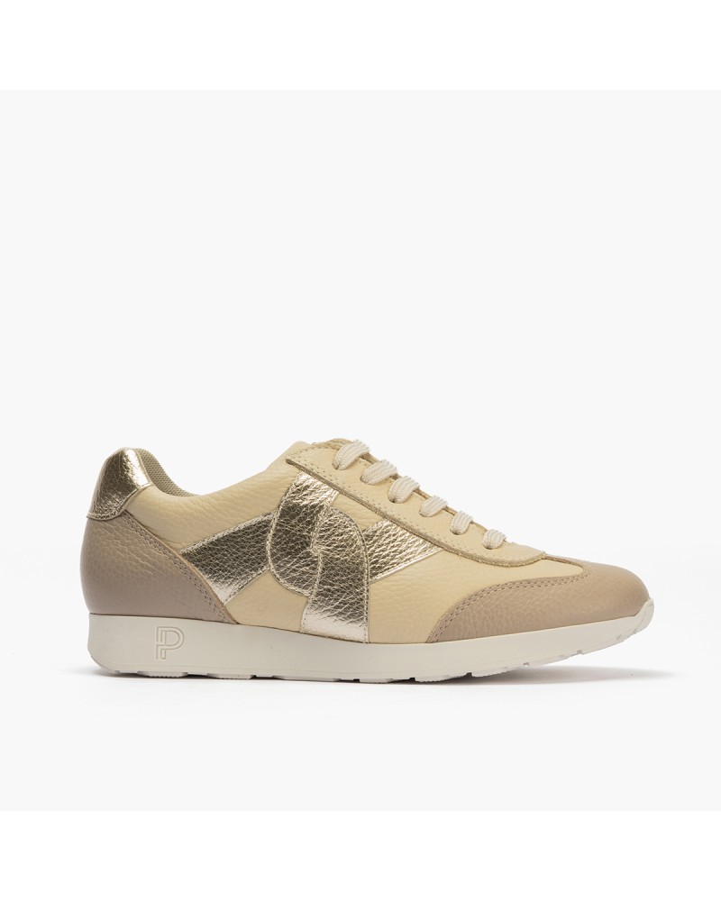 Deportivo bajo Pitillos de mujer combinado con cordón tradicional Crema 1