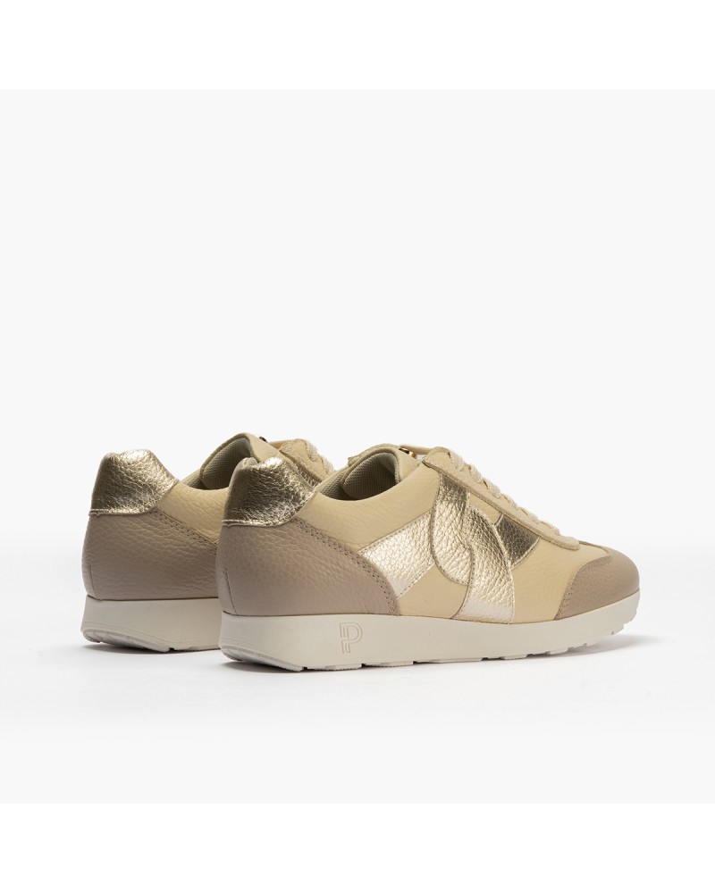Deportivo bajo Pitillos de mujer combinado con cordón tradicional Crema 3