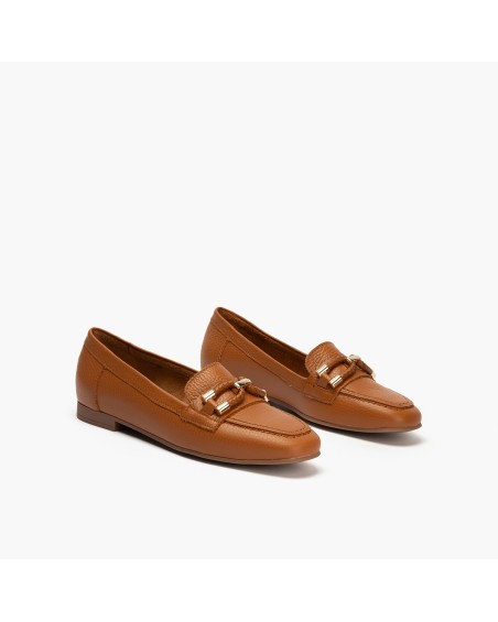 Mocasín plano Pitillos de mujer con cadena metálica Cuero 2