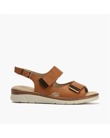 Sandalia confort Pitillos de mujer con doble velcro Cuero 1
