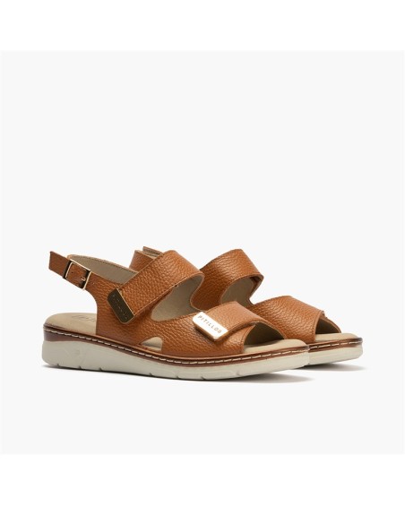 Sandalia confort Pitillos de mujer con doble velcro Cuero 2