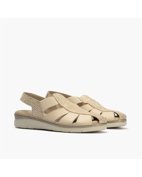 Sandalia confort Pitillos de mujer estilo cangrejera Crema 2