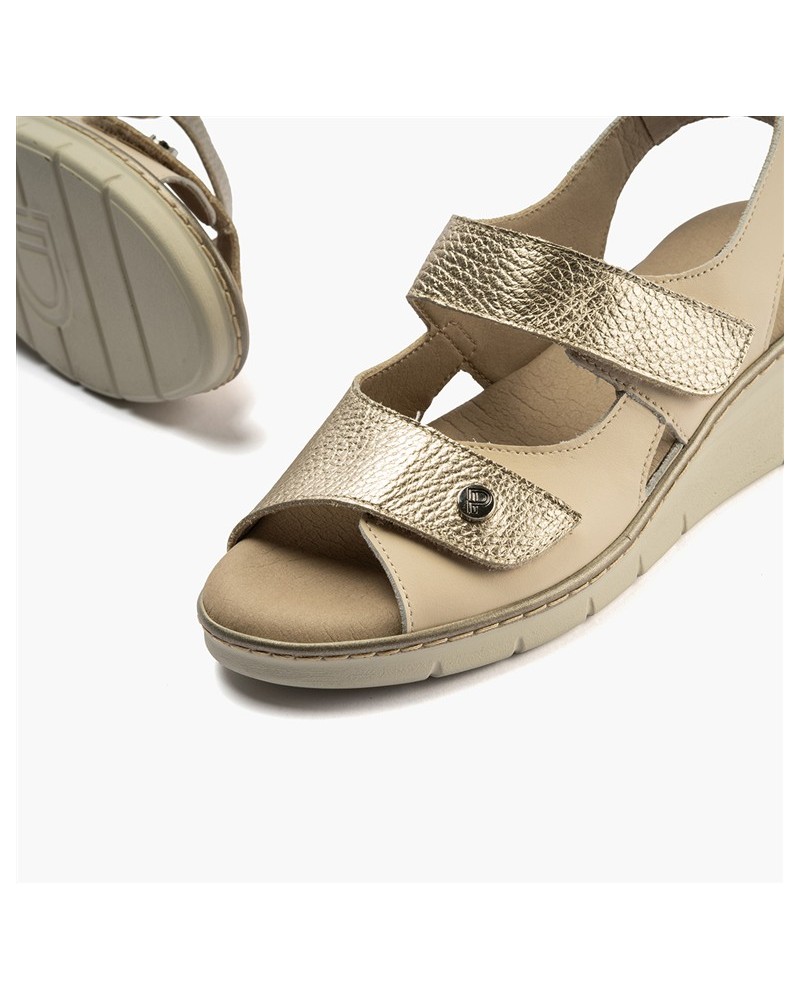 Sandalia confort plus Pitillos de mujer con doble velcro Crema 5