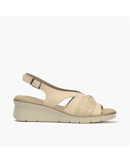 Sandalia confort plus Pitillos de mujer con diseño de lazo Crema 1