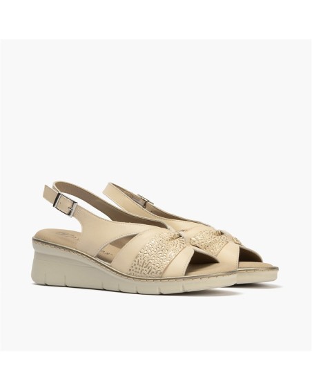 Sandalia confort plus Pitillos de mujer con diseño de lazo Crema 2