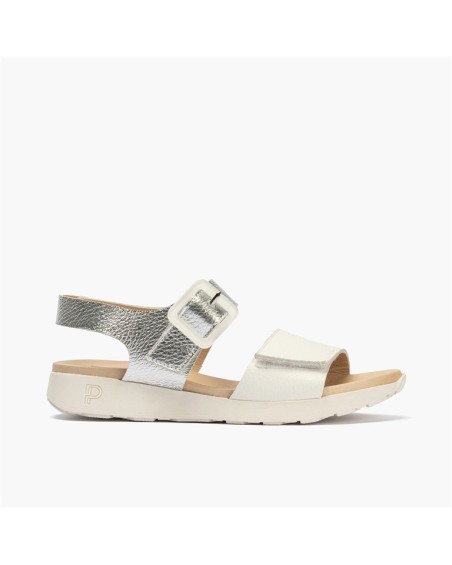 Sandalia sneaker con doble velcro combinada Blanco/Plata 1