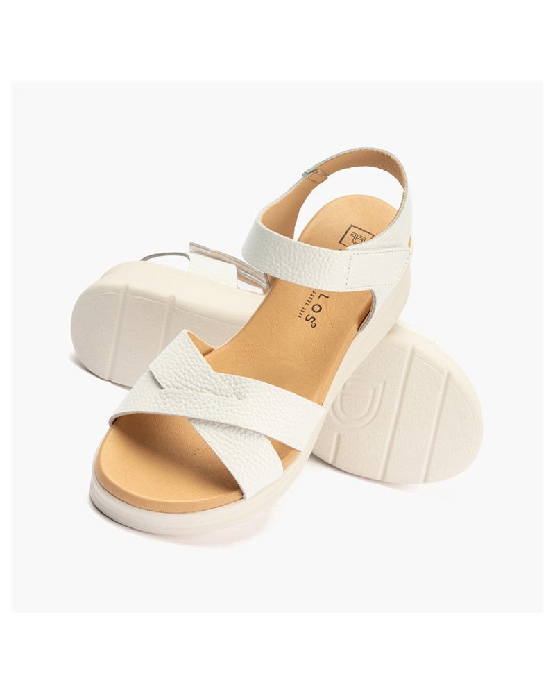 Sandalia Pitillos de mujer cuña boogie y pala cruzada Blanco 4