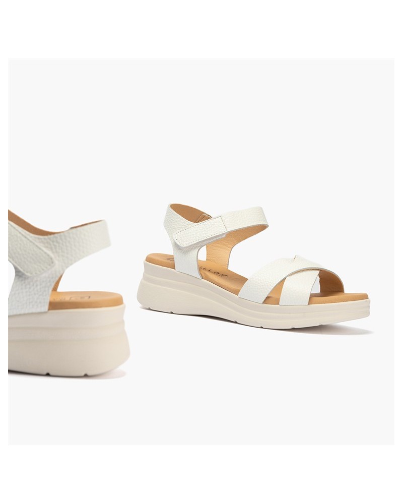Sandalia Pitillos de mujer cuña boogie y pala cruzada Blanco 5