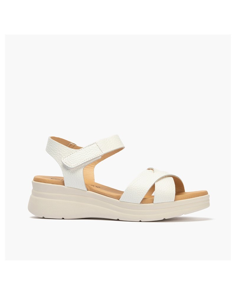 Sandalia Pitillos de mujer cuña boogie y pala cruzada Blanco 1