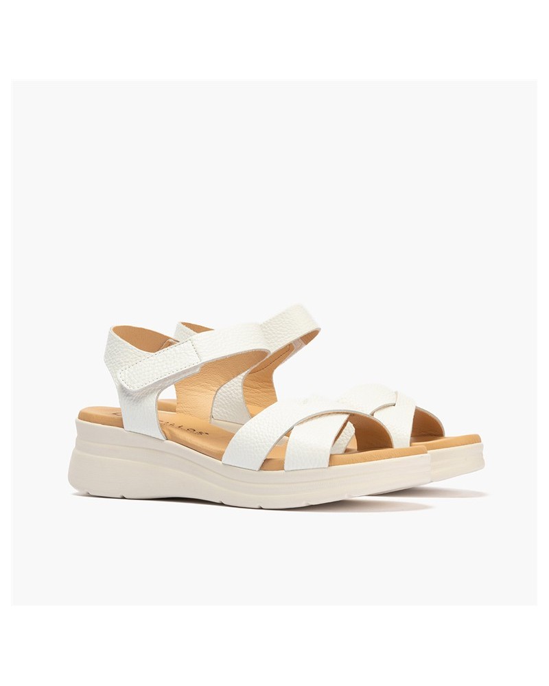 Sandalia Pitillos de mujer cuña boogie y pala cruzada Blanco 2