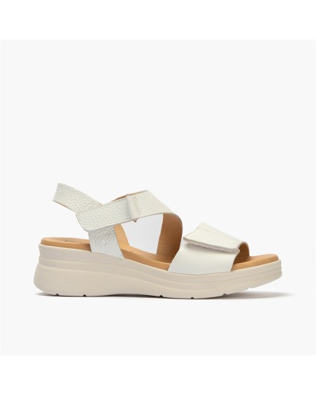 Sandalia Pitillos de mujer cuña boogie y doble velcro Blanco 1