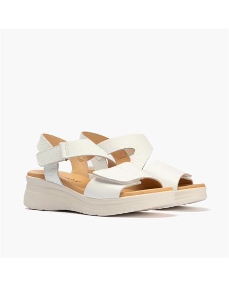 Sandalia Pitillos de mujer cuña boogie y doble velcro Blanco 2