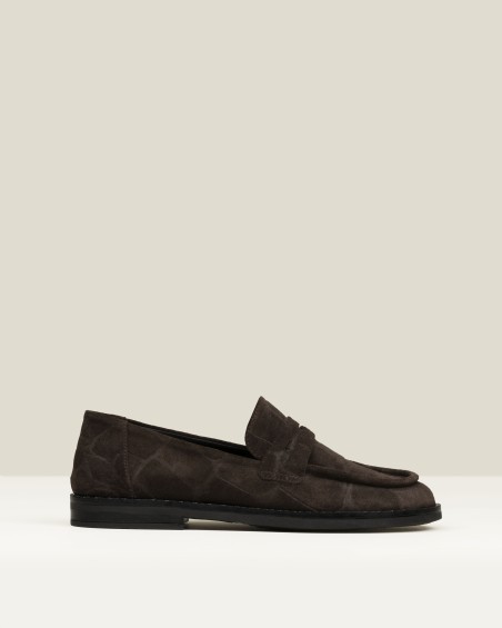 Mocasín ante con grabado coco moka 1