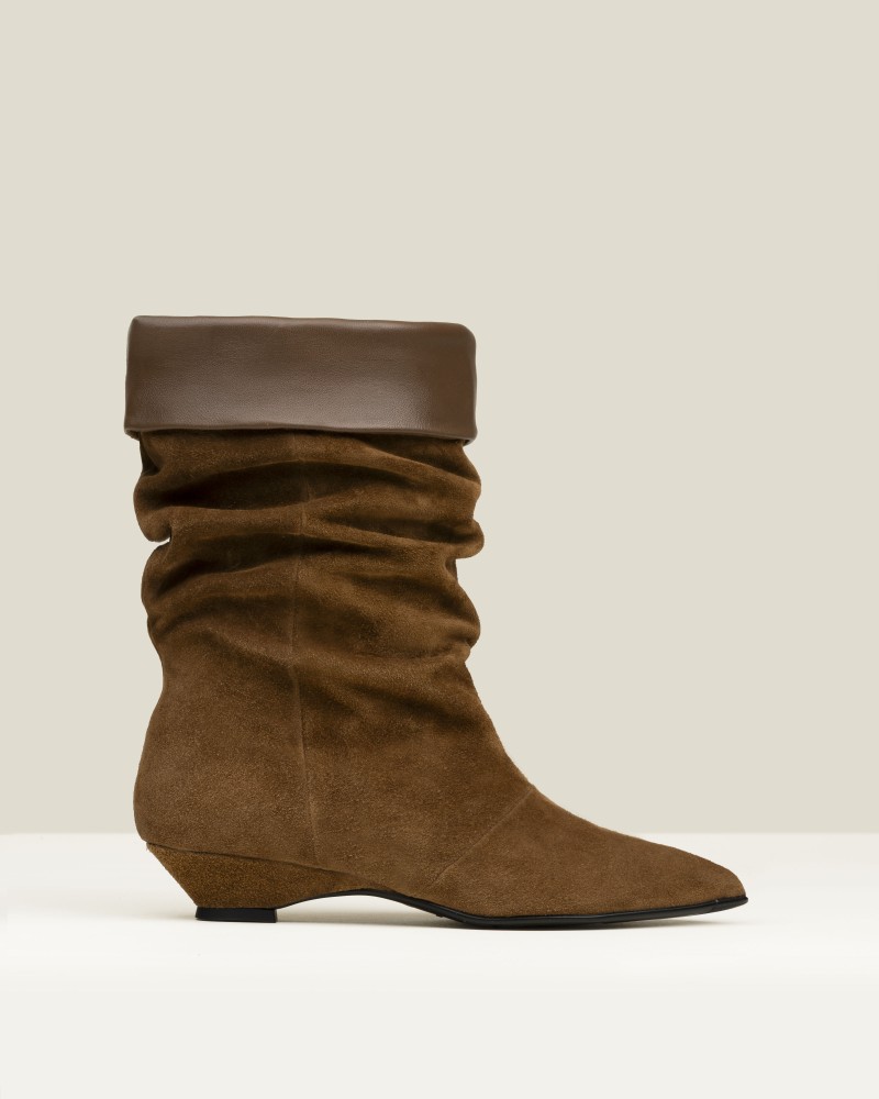 Bota serraje arrugada color cuero 1