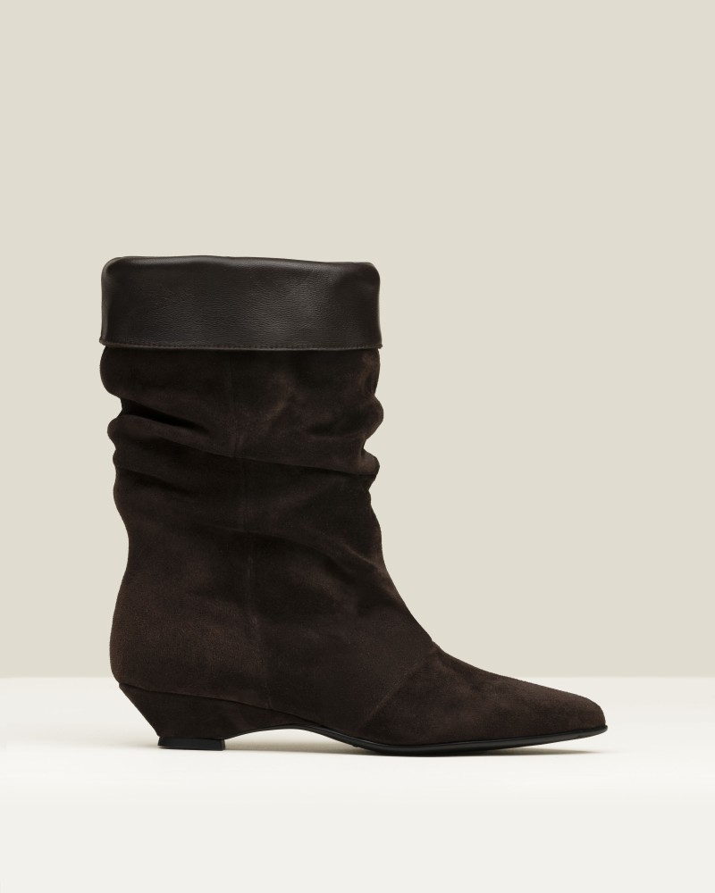 Bota serraje arrugada color moka 1