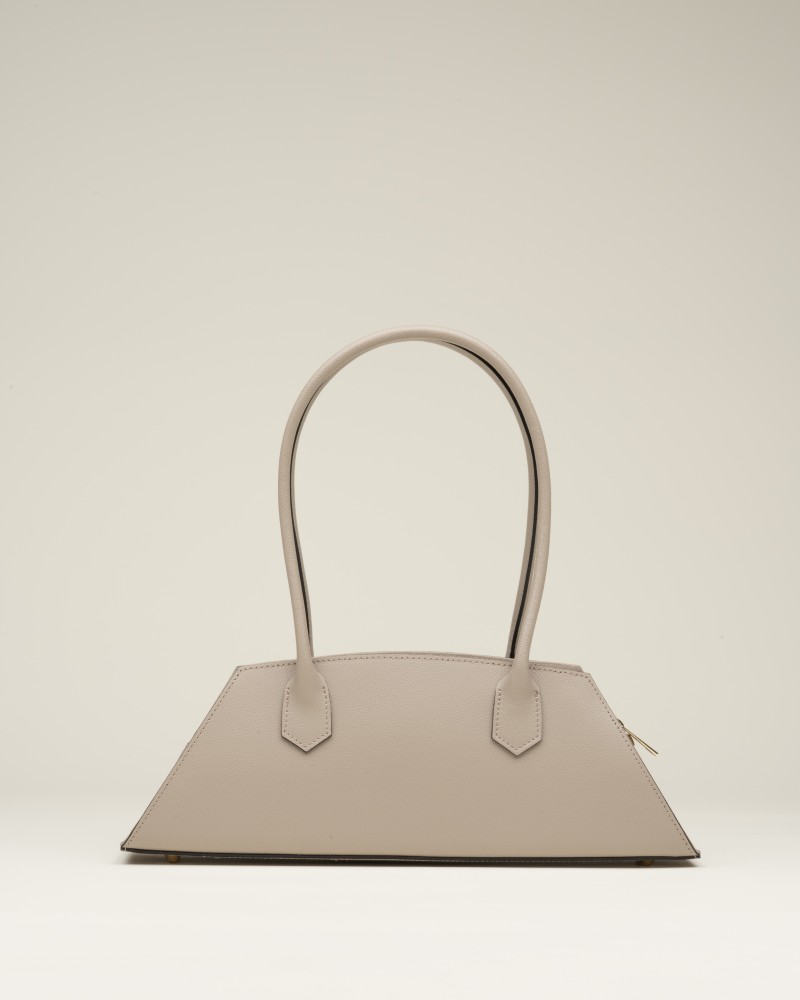 Bolso De Hombro Rígido Color Beige 2