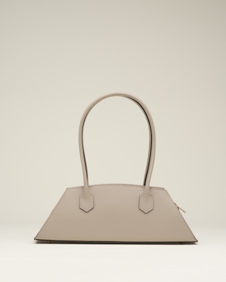 Bolso De Hombro Rígido Color Beige 1