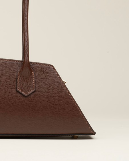 Bolso De Hombro Rígido Color Choco 2