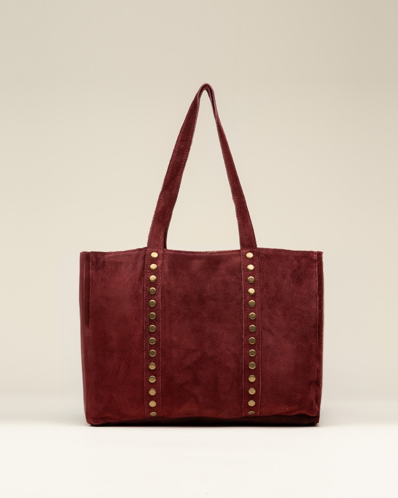 Bolso Ante Tachas Grande Burdeos 1