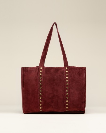 Bolso Ante Tachas Grande Burdeos 1