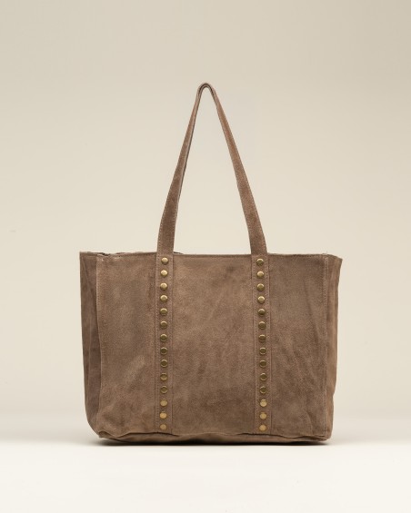 Bolso Ante Tachas Grande Topo 1