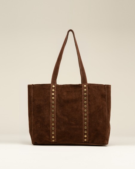 Bolso Ante Tachas Grande Marrón 1