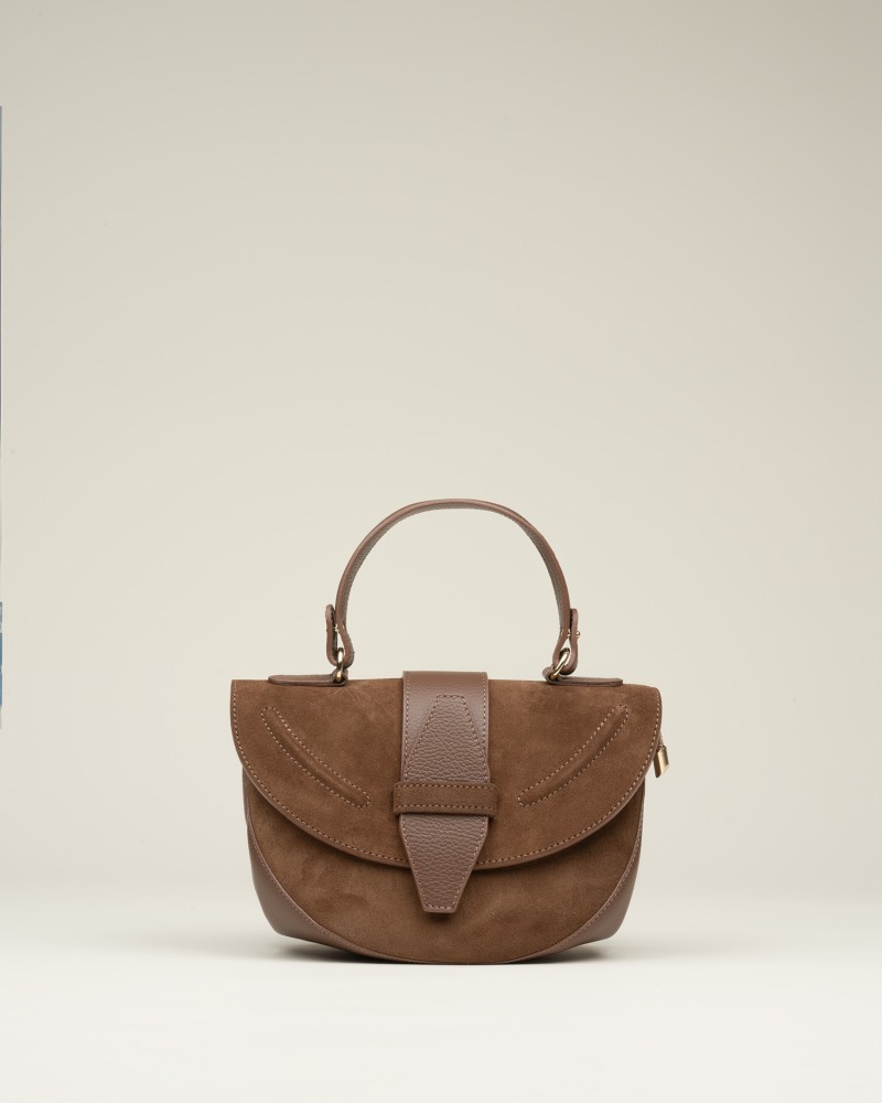 Bolso Combinado Ante Y Piel Marrón 1