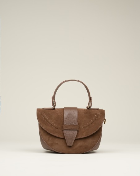 Bolso Combinado Ante Y Piel Marrón 1