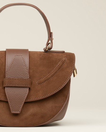 Bolso Combinado Ante Y Piel Marrón 2